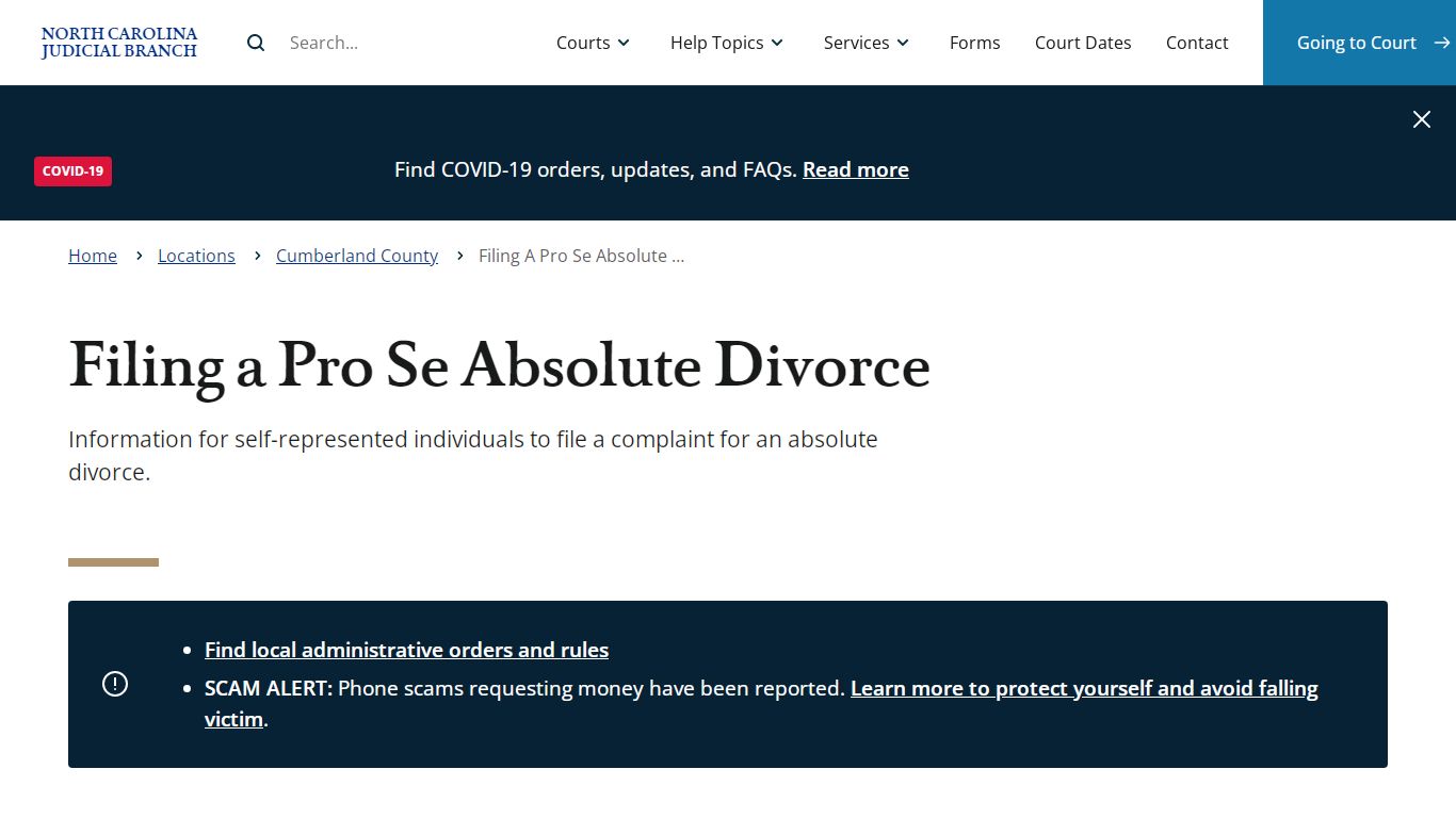 Filing a Pro Se Absolute Divorce | North Carolina Judicial Branch